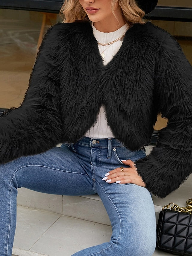 Winter Comfortable Faux Fur Furs Warm Women's Coat