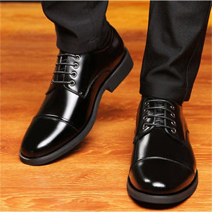 with Patent Men's Lace-Up Oxford Leather Shoes Black