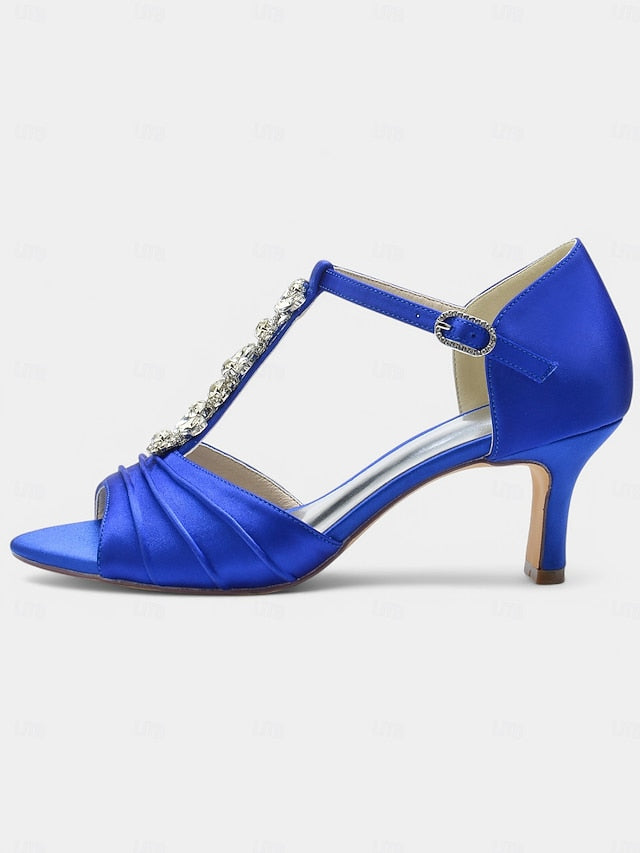 Crystal Bridal Open-Toe with Detail Heels Satin White –