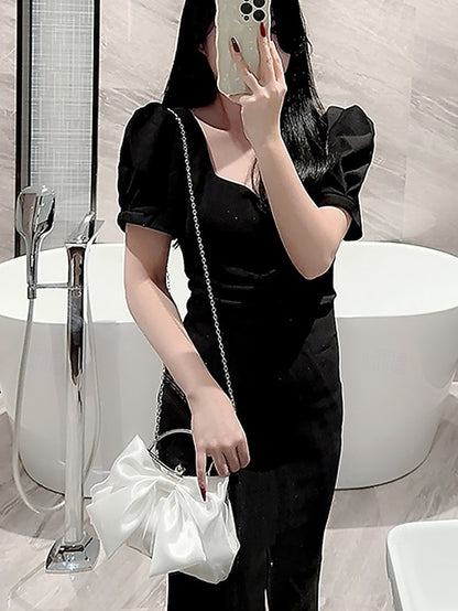 Elegant Clutch Evening Bag – Pearl Women's Bow Satin