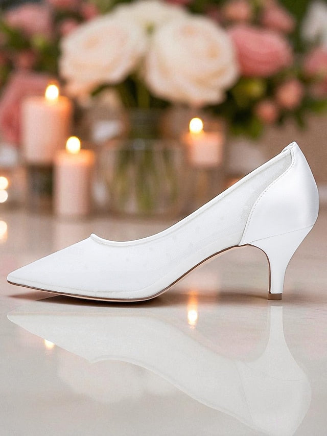 White Women's and Mesh Dot Polka Wedding with Shoes Low