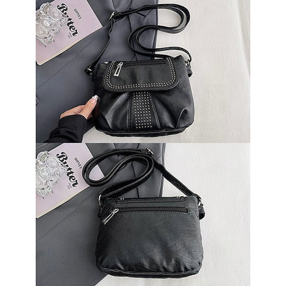 with Faux Bag Women's Leather Brown Crossbody Studded