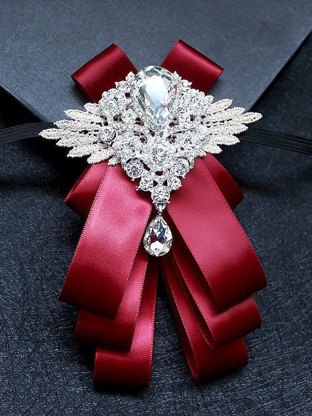 Bow Ribbon Luxury - Pin Crystal Elegant Brooch Tie Men's