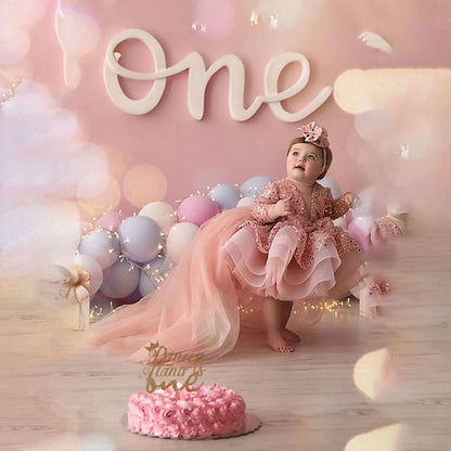 Sleeve Kids Sequin Dress Long Party Performance Girls'