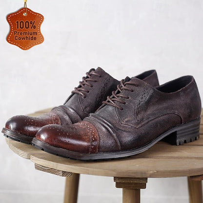 Men's Vintage Shoes Leather Oxford Genuine – Brogue