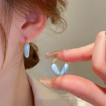 Geometric Enamel Heart Earrings