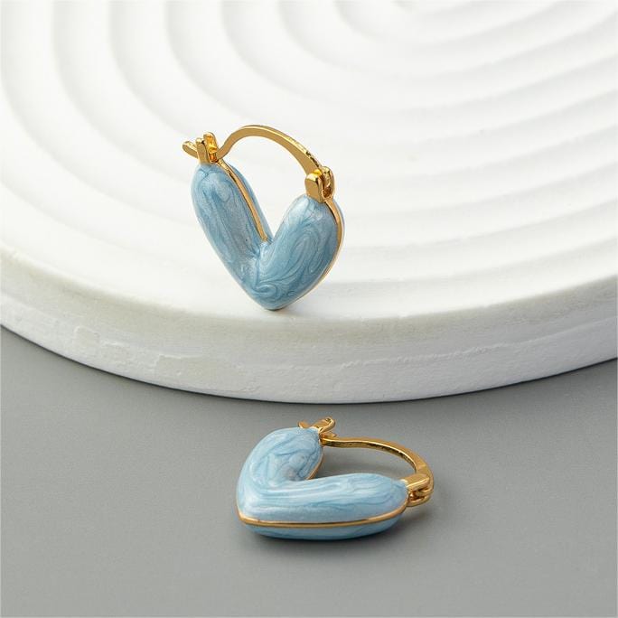 Geometric Enamel Heart Earrings