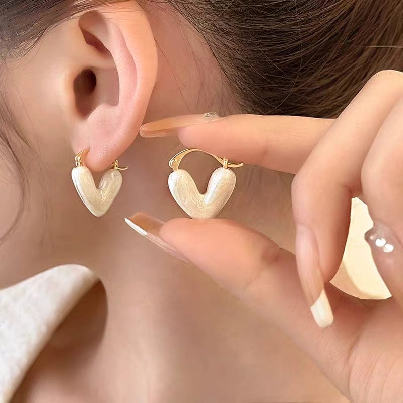 Geometric Enamel Heart Earrings