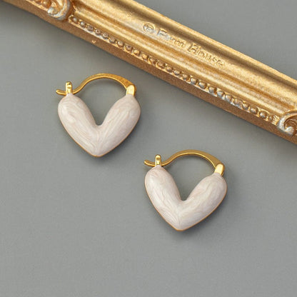 Geometric Enamel Heart Earrings