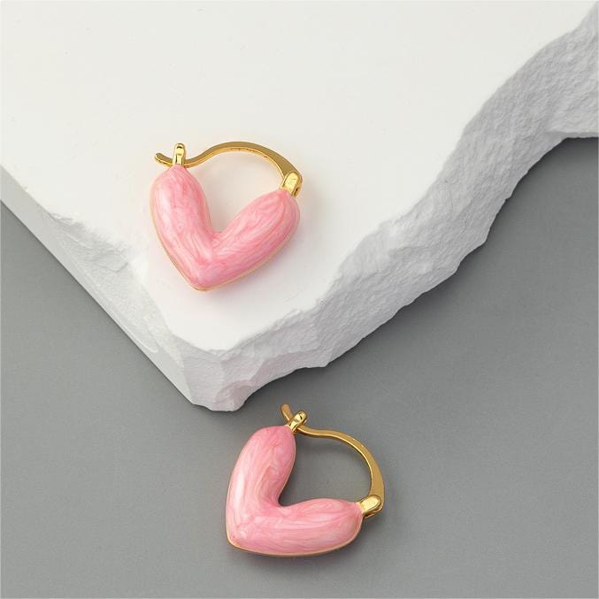 Geometric Enamel Heart Earrings