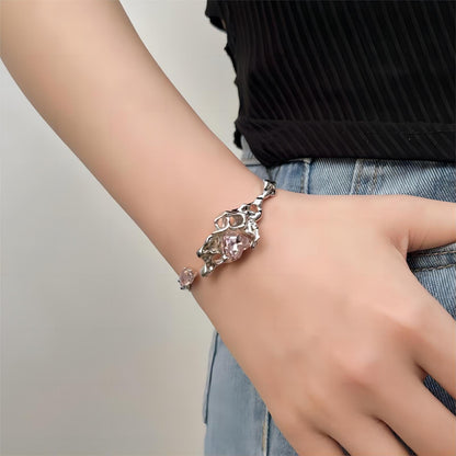 Crystal Heart Bangle Bracelet