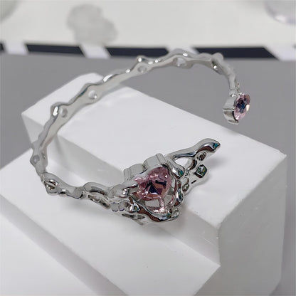 Crystal Heart Bangle Bracelet