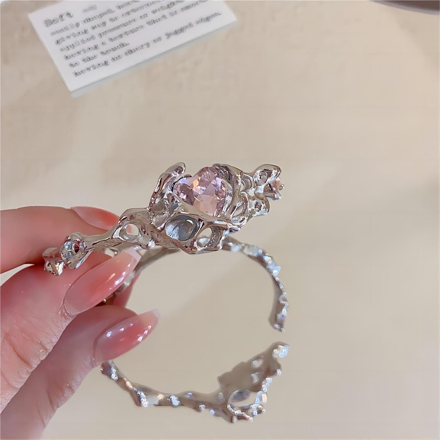 Crystal Heart Bangle Bracelet