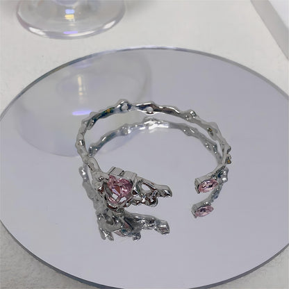 Crystal Heart Bangle Bracelet