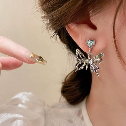 Geometric Dangling Butterfly Earrings