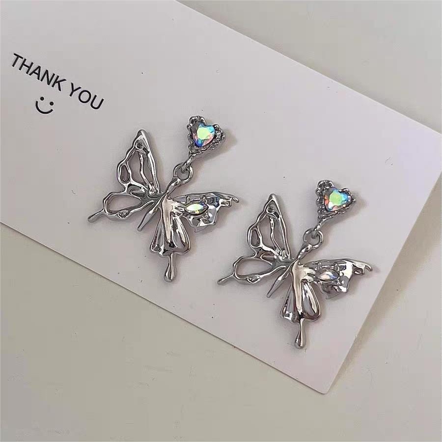 Geometric Dangling Butterfly Earrings