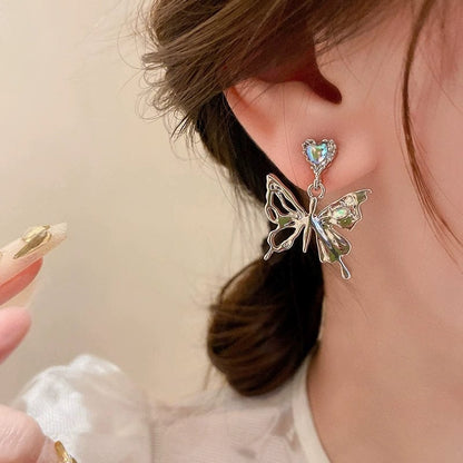 Geometric Dangling Butterfly Earrings