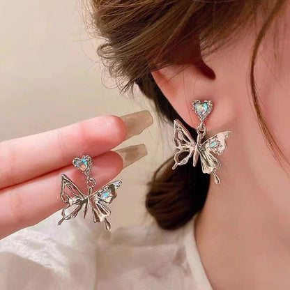 Geometric Dangling Butterfly Earrings