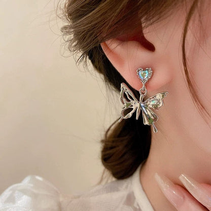 Geometric Dangling Butterfly Earrings