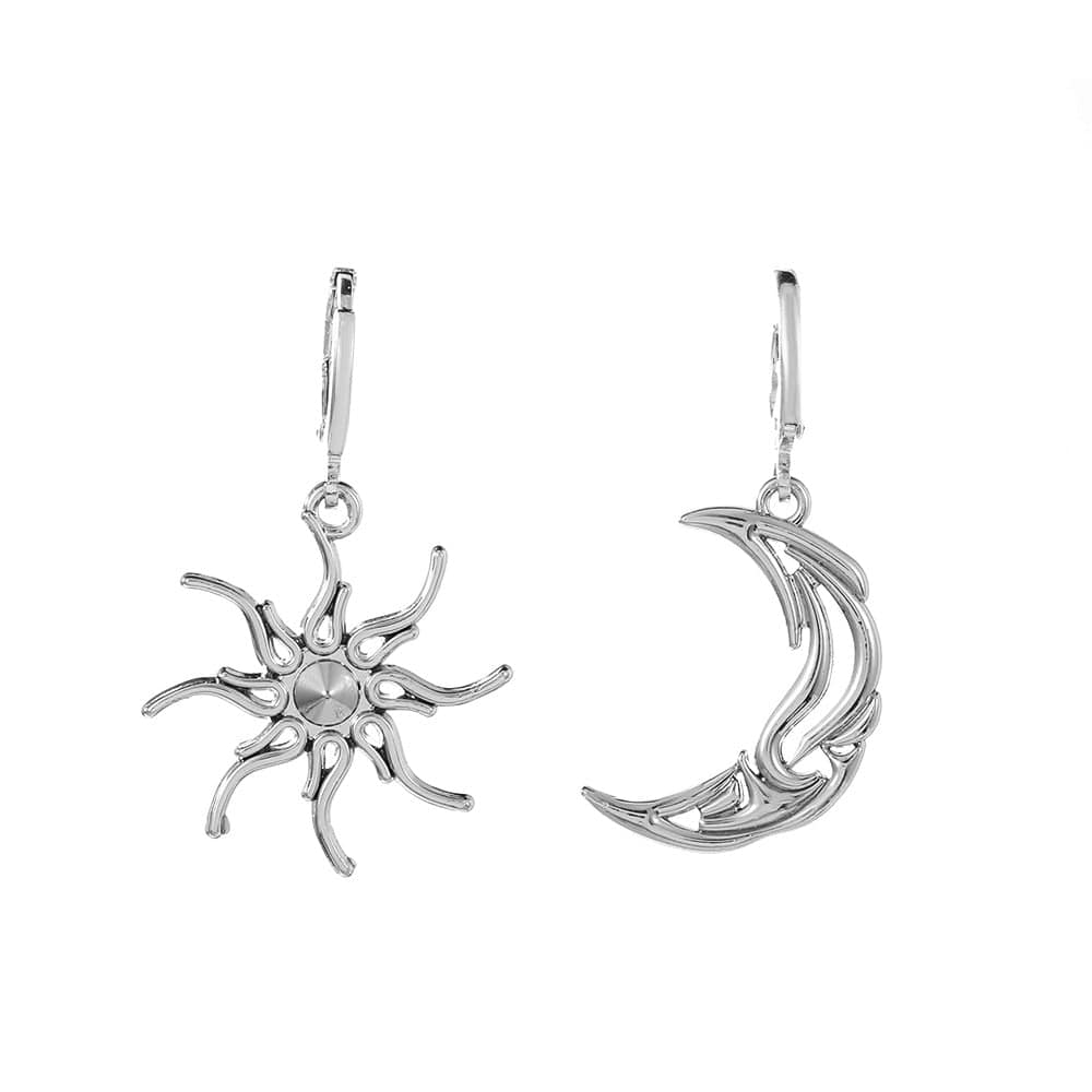 Geometric Star Moon Dangle Earrings