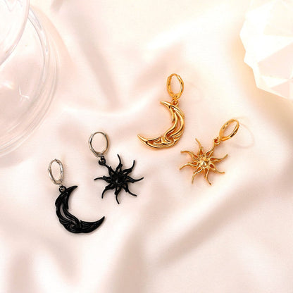 Geometric Star Moon Dangle Earrings