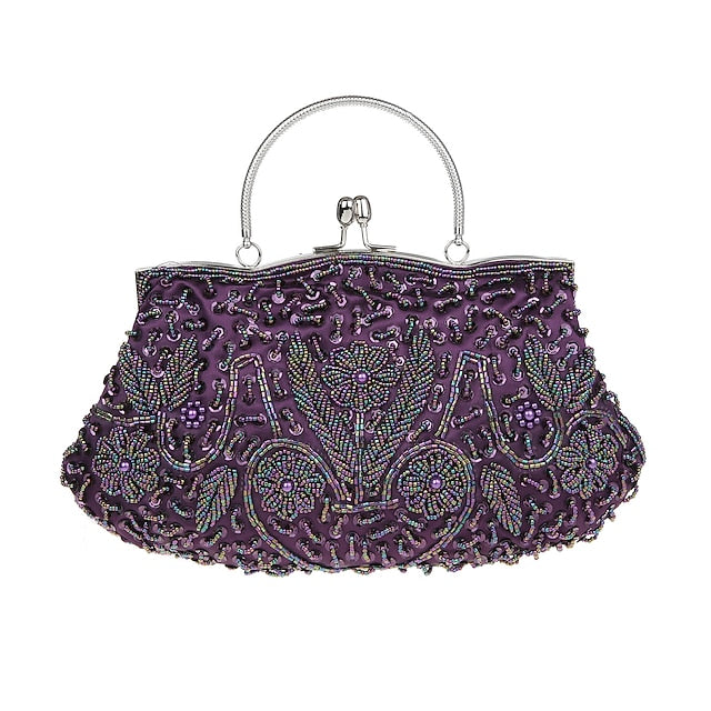 Evening White Clutch Beaded – Vintage Purse Women's