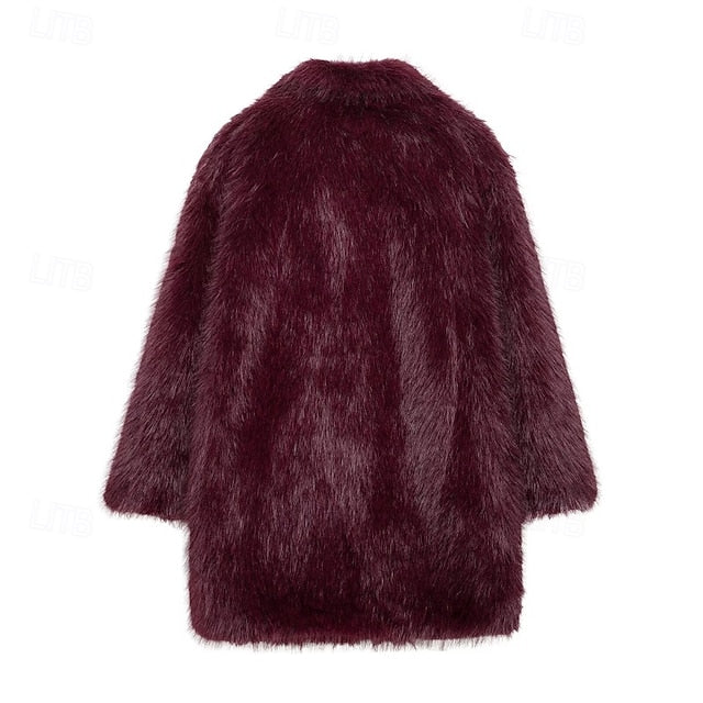 Faux Furs Fur Pocket Comfortable Warm Women's Coat