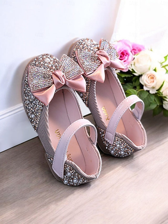 Glitter Girls' Rhinestone Shoes Jane Mary Bow – Sparkly