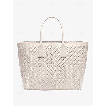 Woven Women's Stylish Brown and Leather Bag Tote –