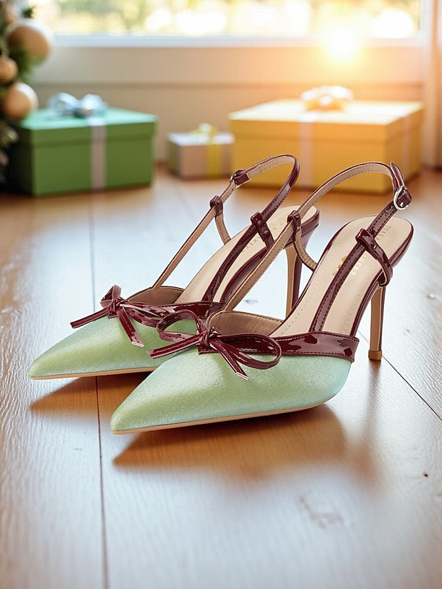 - Slingback Heels Pointed Red and Stiletto Green Women's