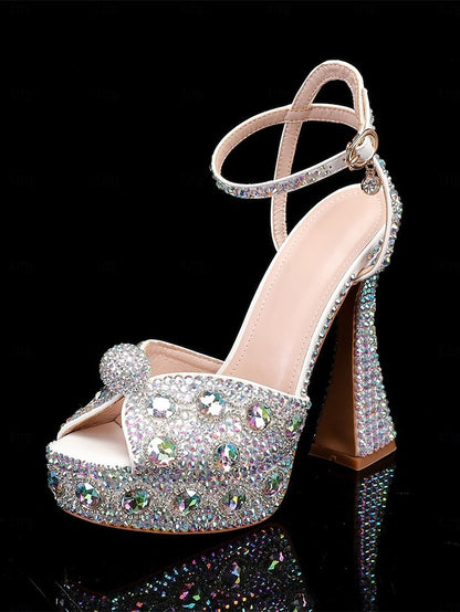 Platform with Women's Rhinestone Sandals Matching High Heel