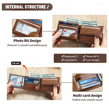 wallet card leather purse multi top cowhide layer Genuine coin