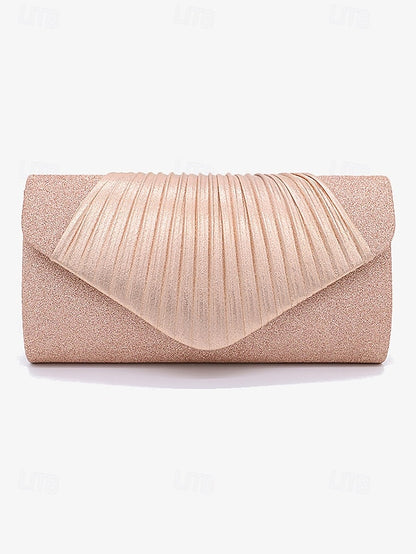 – Bag Pleated Glitter Clutch Champagne with Design Evening