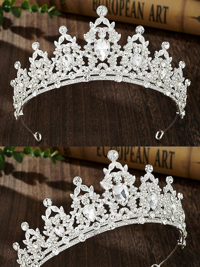 Jewelry and Tiara Elegant Silver Rhinestone Set – Women's