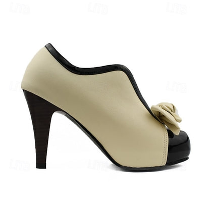 Two-Tone Ankle Bow-Embellished Boots with Women's Heeled