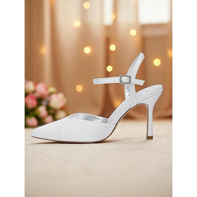 Ankle Heels Strap Satin Green Women's - with Stiletto