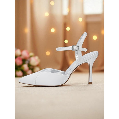 Ankle Heels Strap Satin Green Women's - with Stiletto