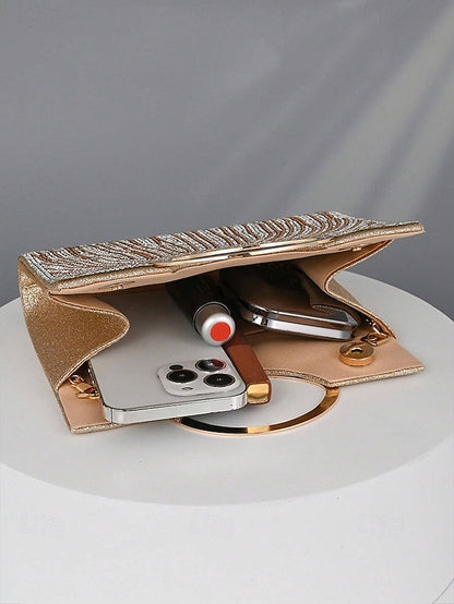 Women's Clutch Round Bag – Handle Rhinestone Evening with