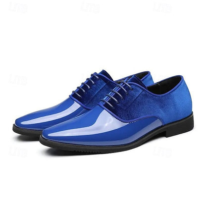 and White Shoes Blue Velvet Finish Glossy Men's with