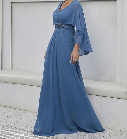 of Neck the Party Dress V Bride Mother Elegant Floor