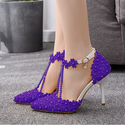Lace Shoes Pointed Bridal High Heel Wedding Women's
