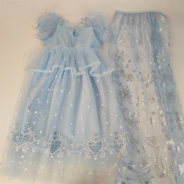 Cloak Cosplay Flower Frozen Girl Elsa Dress Princess