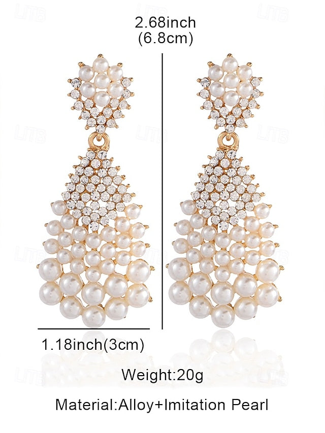 and Earrings Drop Elegant Pearl – Vintage Rhinestone Faux