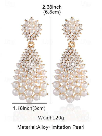 and Earrings Drop Elegant Pearl – Vintage Rhinestone Faux