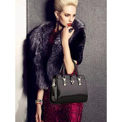 Faux - Croc Patent Women's Handbag Leather Burgundy