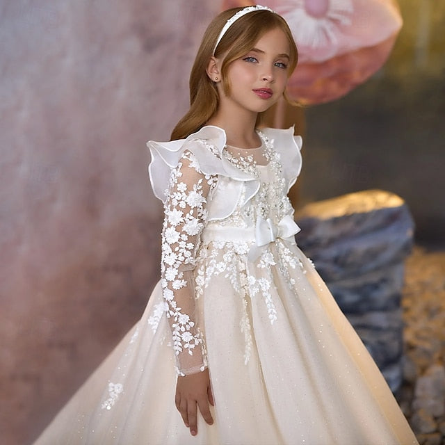 Dress Communion Girls' Solid Color Kids Party First