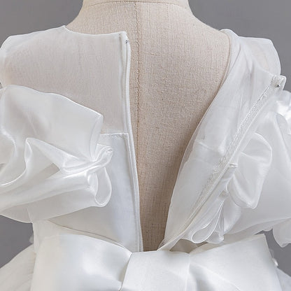 Kids Sleeve Flower Short Dress Party Wedding Floral Girls'