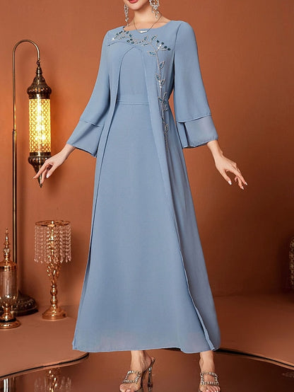 Length A-Line Floor Elegant Bride of the Dress Mother Neck V