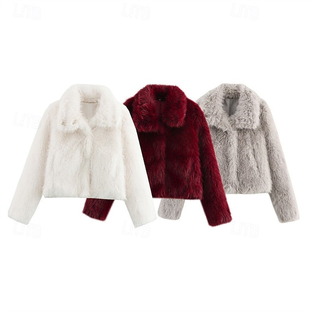 Women's Comfortable Buttons Furs Faux Warm Coat Fur
