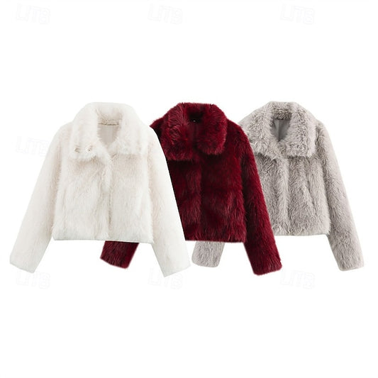 Women's Comfortable Buttons Furs Faux Warm Coat Fur